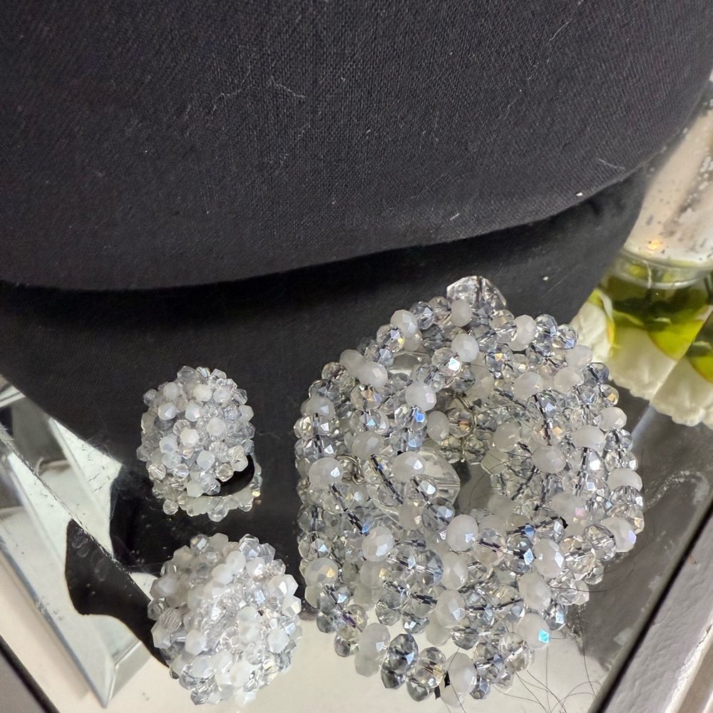Sassy Jones Silver Crystal Stack and Earrings